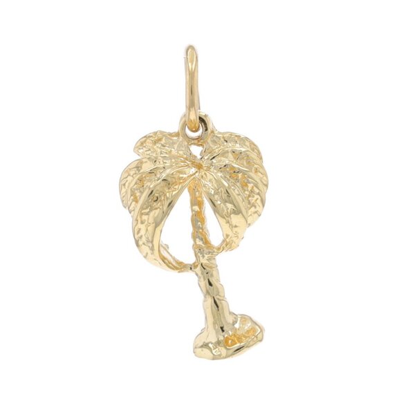 Yellow Gold Palm Tree Charm - 14k Beach Tropical Pendant